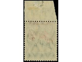 1920, Germania 15 Pfennig, Oberrandstück, Probedruck mit Aufdruck in dunkelviolettultramarin normalstehend sowie in dunkelros