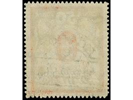 1922, Großes Staatswappen 50 Mark rot/gold mit stehendem Wasserzeichen, farbfrisch und gut durchstochen, sauber und klar, zei