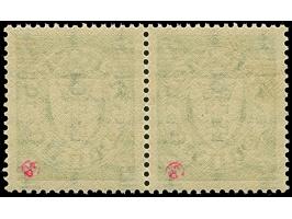 1934, 8 auf 7 Pfennig, waagerechtes Paar, doppelter, dunkelblaugrüner Aufdruck, postfrisch, tadellos, private Signatur und Fo