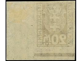 1923, Staatswappen 20 Mark, ungezähnt, ohne Aufdruck, stehendes Wasserzeichen, aus der rechten unteren Bogenecke, postfrisch 