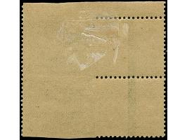 1920, Hüttenwerke 5 Pfennig dunkelopalgrün, dreiseitig ungezähnt im senkrechten Paar mit Zwischenstegen links, die obere Mark