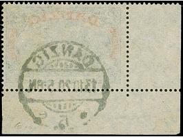 großer Innendienst 2 M. aus der linken unteren Bogenecke (Feld 17) mit klarem Stempel “DANZIG *5r 13.10.20”, in tadelloser Er