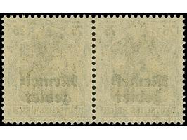 1920, Germania 75 Pfennig auf schwarzgrün/grünschwarz, waagerechtes Paar, dabei die linke Marke mit größtenteils fehlendem Au