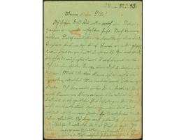 Ostpreussen-Feldpostkarte mit fetter kleiner Inschrift auf grünem Karton, gebraucht mit Normstempel “d 1.4.45” und Absenderve