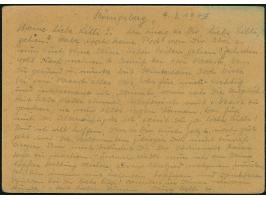 Ostpreussen-Feldpostkarte auf gelbbeigem Karton, gebraucht mit Normstempel “b 6.3.45” und Absendervermerk mit Feldpostnummer 