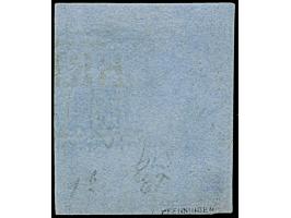 1855, 3 Grote auf blaugrau, Type I, senkrecht gestreiftes Papier, mit "Bogen über der Krone", sehr farbfrisch und voll- bis b