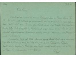 Ostpreussen-Feldpostkarte auf hellgrünem Karton, gebraucht mit Normstempel “d 19.3.45” und Absendervermerk mit Feldpostnummer