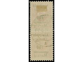 1923, Strichausgabe 100 Markiu auf 25 Centai, senkrechtes Paar, mittig ungezähnt, sauber gestempelt “(SCHM)ALLENINGKEN 3.23”,