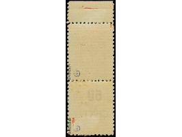 1923, Angliederung des Memellandes 50 Centu auf 5000 Mark, senkrechtes Oberrandpaar, mit stark verschobenem Aufdruck, dadurch