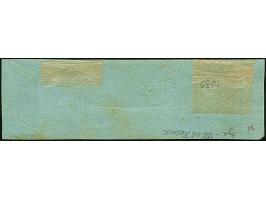 1853, 1 Sgr. a. graublau, waagerechter 3er-Streifen, oben etwas angeschnitten, sonst voll- bis überrandig, links mit ca. 6 mm