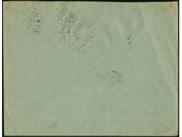 1920, Germania 2 Pfennig gelbgrau, senkrechter 5er-Streifen und zwei Einzelwerte sowie zwei Einzelwerte Germania 3 Pfennig ol