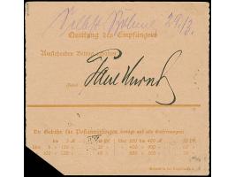 1920, Postanweisungskarte Germania 25 Pfennig gelbbraun mit Germania 35 Pfennig als Zufrankatur mit Stempel "RUSS 20.3.20" na