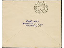 1933, Explosionsunglück Neunkirchen 60 C. – 5 Fr. kpl. mit Zufrankatur auf Zeppelinbrief zur Saargebietsfahrt (Sieger 218 C) 