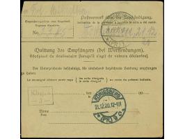 1920, 2 mark auf 1 Franc auf GC-Papier, sauber mit Stempel “BAJOHREN 9.12.20” auf Paketkarte nach Königsberg, die Marke etwas
