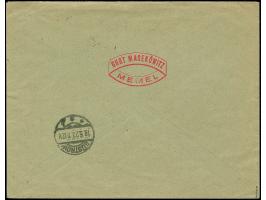 1923, Hafenjubiläums-Ausgabe 40-80, 200 und 400-500 M. mit Zufrankatur mit Stempel "KLAIPEDA 17.V.23" auf R-Brief nach Güstro