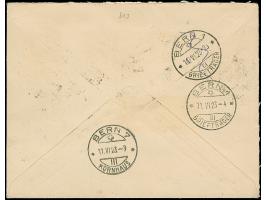 1923, Wappenreiter 300 Mark und Hafenjubiläum 200 und 3000 Mark, mit Mark und Centu-Zufrankatur mit Stempel “KLAIPEDA 7.VI.23