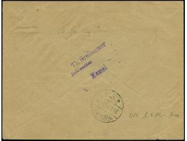 1923, 24-Werte 25 Centu auf 1000 Mark grünlichblau mit Zufrankatur auf portogerechtem R-Brief nach Meuselwitz, 25C. mit zwei 