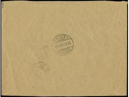 1923, 10 Centu auf 25 Mark auf 10 Centu grünlichblau, zwei Einzelmarken sowie 30 Centu auf 400 Mark auf 1 Litas, 1 Wert zu 10