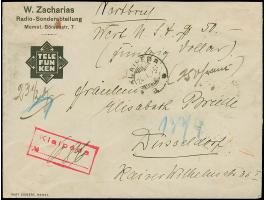1923, Angliederung des Memellandes an Litauen 50 Centu auf 300 Mark und 1 Litas auf 1000 Mark mit litauischer Zufrankatur, rü