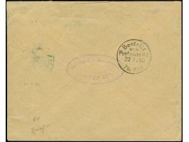 20 Pfg. dunkelultramarin, 2 Einzelwerte, einzeln entwertet "LAMU 25/8 90" auf Brief der 2.Gewichtsstufe an die Witu-Gesellsch