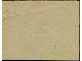 1920, Germania 5 Pfennig schwärzlichbläulichgrün, waagerechtes Paar, mit Zufrankatur mit Stempel “MEMEL 6.8.20” auf portogere