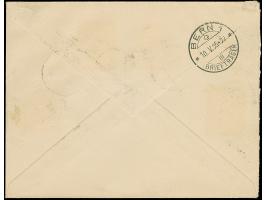 1923, Grünaufdruck 15 Cent auf 50 Mark dunkelockerbraun mit Zufrankatur mit u.a. 24-Werte 30 Centu auf 1000 Mark mit Stempel 