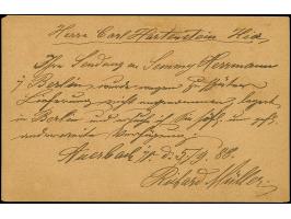 Auerbach-Express-Paketverkehr und Privat-Verkehr: 1887, 2 Pfg. graulila mit Federstrich-Entwertung auf Postkarten-Vordruckkar