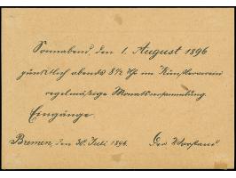 Privat-Beförderungs-Amstalt: 1896, “BREMEN PRIVAT BRIEFBEFÖRDERUNGS ANSTALT Porto bezahlt 30.JUL.1896 IV” in Schwarz sehr kla
