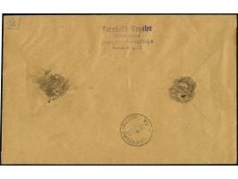 1920, Germania 50 Pfennig auf mittelchromgelb, Feld 19, mit Zufrankatur, je farbfrisch und meist gut gezähnt, sauber mit Stem