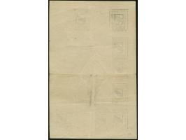 30 Kopeken, Zeichnung des Bogenschemas mit insgesamt 20 Feldern unter Verwendung der Druckplatte aus der 3. Druckperiode. Obe