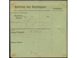 Hamburg-Altoner Packetfahrt: 1896, 20 Pfg. blau im senkrechten Paar mit violettem Rahmstempel “Packetfahrt Crell &amp; Co. 29