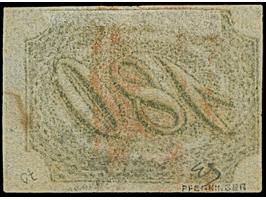 1844/46, Inclinados 180 r. black, ample to large margins, used by red boxed handstamp, very fine, signed Pfenninger