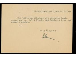 1944, Wladimir-Wolynsk 6 Pfennig, Unterrandstück, breitrandig ungezähnt mit Dienstiegel-Entwertung auf nach Brest-Litowsk adr