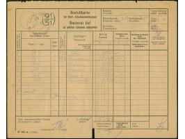 1944, Eilmarke 1,25 Lire, senkrechter Dreierstreifen und drei Einzelwerte Porto 25 Centesime, &nbsp;mit Stempel "LAIBACH 23 2