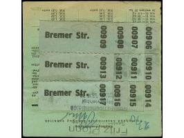 Stadt-Güter-Verkehr Berlin: 1944, 10 M. olivgrau und senkrechtes Paar 10 Pfg. orange sowie Versicherungsmarke 15 Pfg. mit rot