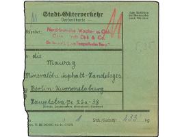 Stadt-Güter-Verkehr Berlin: 1944, 1,50 M. orangerot im senkrechten Paar und Einzelmarke, 1. Ausgabe 30 und 40 Pfg. sowie Vers