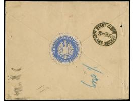 10 Pfg., 2 Einzelstücke und senkrechtes Paar, mit Stempel "ZANZIBAR 27/2 91" auf eingeschriebenem Briefkuvert an eine Porzell