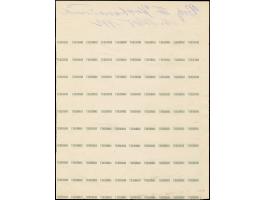 Kontrollabzug der Aufdruckplatte III auf dünnem Maschinenpapier, im Oberrand mit handschriftlicher Angabe “Satz III Probedruc