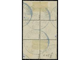 1890, Krone/Adler 3 Pfg. mittelbraun im senkrechten 6er-Block mit sehr klaren Stempelabschlägen “BERLINHAFEN DNG 22.5.98”, in