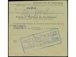 1920, 2 Mark blau, zwei Einzelwerte als Paar geklebt, sauber mit Stempel “NEUTEICH 18.10.20” auf Paketkarte nach Berlin, unau