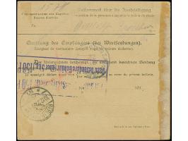 1920, 3 Mark auf 7½ Pfennig, Spitzen nach unten sowie senkrechtes Paar 25 auf 30 Pfennig, sauber mit handschriftlicher Entwer