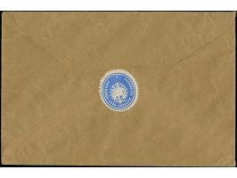 1922, Großes Staatswappen 50 Mark lilarot/gold, stehendes Wasserzeichen, sauber mit Stempel “DANZIG 18.10.22" auf R-Brief nac