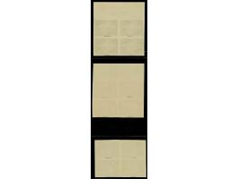 1945, Storm Division 50-100 k., progressive proof with background only, blocks of four, 50 k. and 100 k. with sheet margin on