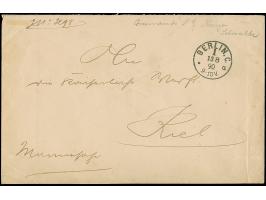 "KAISERLICHE MARINE S.M. KREUZER SCHWALBE", Absender Stempel rückseitig auf Marinesache, befördert über das Hofpostamt mit Au