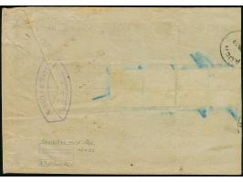 20 Pfg. im waagerechten 5er-Streifen, mit britischem Rechteck-Stempel "ZANZIBAR AP 16 93" auf nicht ganz komplettem Briefkuve