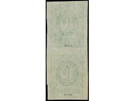 1919, Numerals 10 penni green, proofs in green on thin paper, vertical pair, no gum as issued, fine, signed Nemvalz and certi