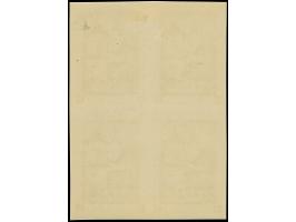 1943, 3rd. Stamp Exhibition 18+9 k. pale brown, imperforate colour proof, block of 4, unused, the lower stamps mint never hin