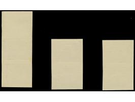 1936, Päts 5 Senti, imperforated proofs, horizontal pairs in blue, violet and brown, mint never hinged, 5 Senti brown one sta