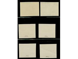 1939, Health Resort Pärnu 5 senti, four color proofs on green, blue, red and violet and in addition two proofs in black and r