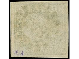 1 Kr. grauschwarz, farbfrisch und allseits breitrandig mit Schnittlinien an 3 Seiten, sauber entwertet durch zentrischen gMR 